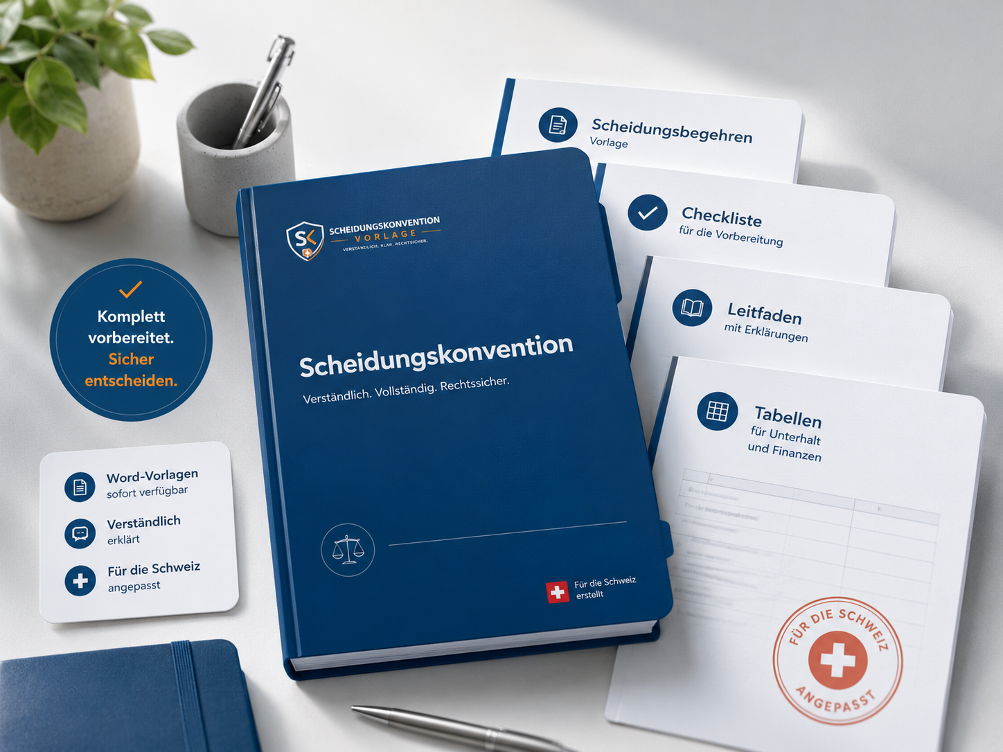 Scheidungskonvention Paket mit Vorlage, Checkliste, Leitfaden und Tabellen